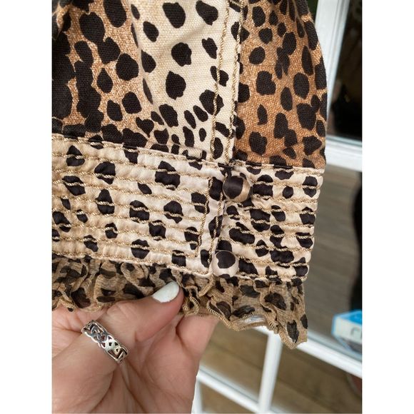 Carlisle Leopard Silk Blend Jacket, Fringe Cream, Black, Brown Blazer, Size 16 - Picture 8 of 10
